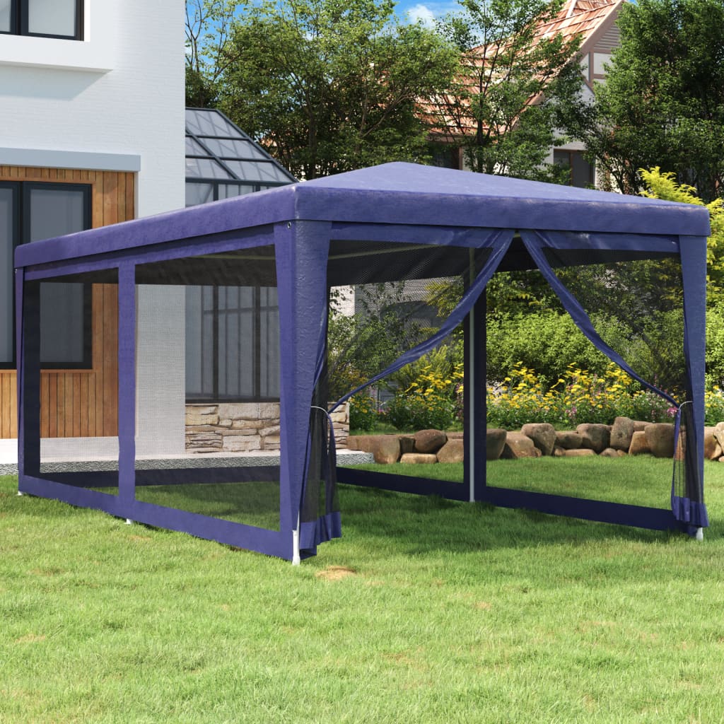 Levně vidaXL Party stan se 6 síťovanými bočnicemi modrý 3 x 6 m HDPE