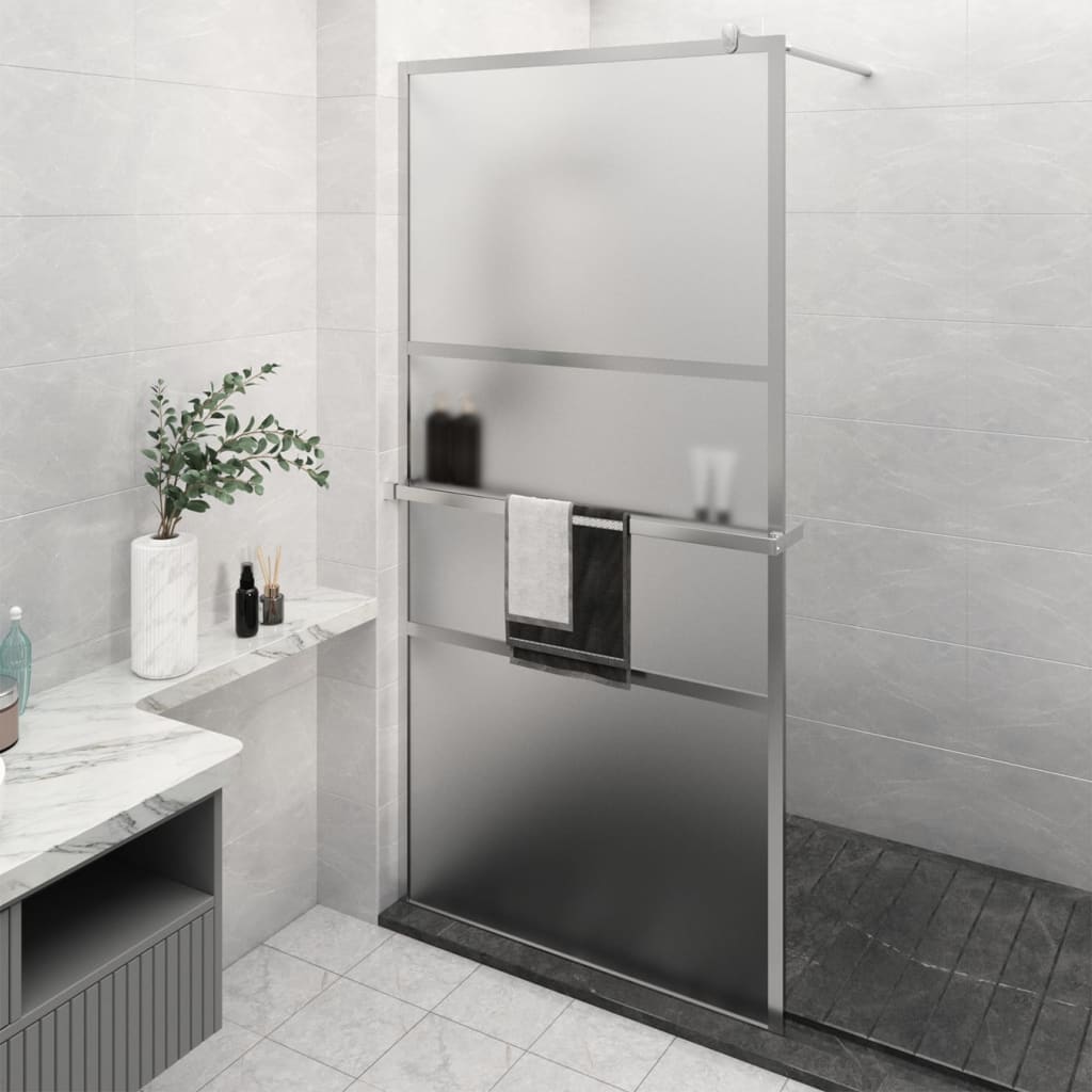 Levně vidaXL Zástěna do průchozí sprchy s policí chrom 115x195 cm ESG/hliník