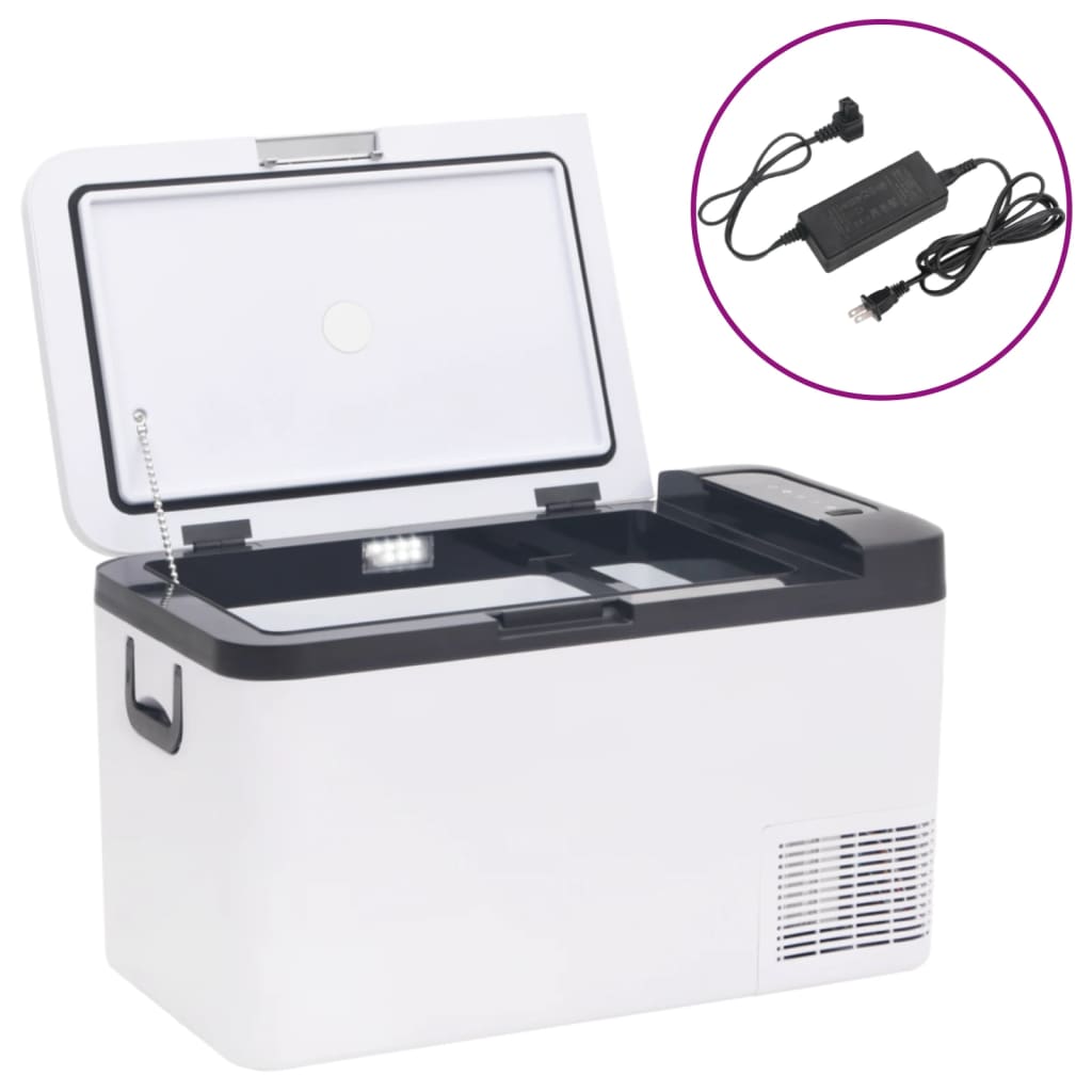 Levně vidaXL Chladicí box s rukojetí a adaptérem černý a bílý 25 l PP a PE
