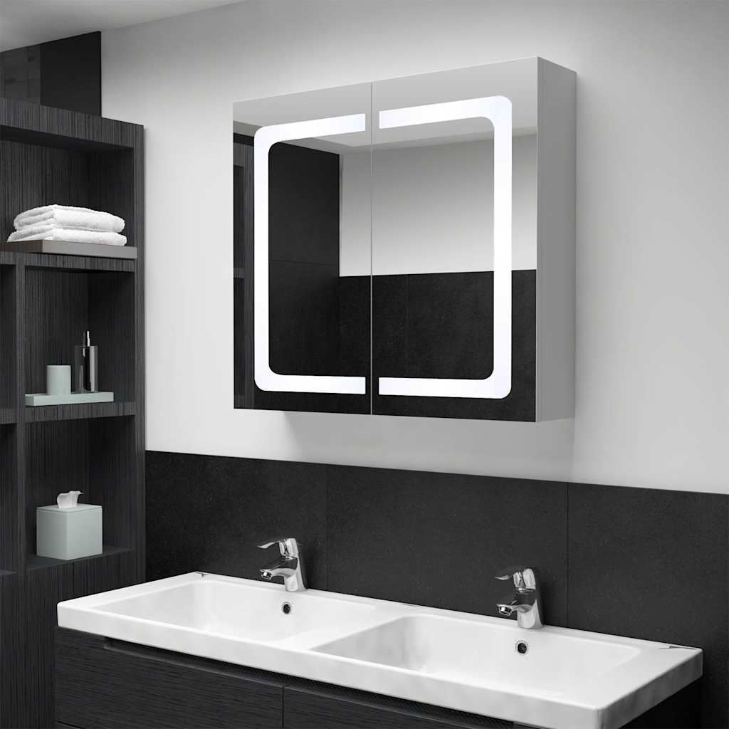 Levně vidaXL LED koupelnová skříňka se zrcadlem 80 x 12,2 x 68 cm