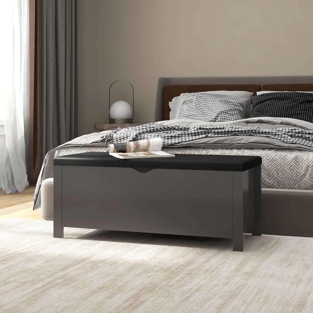 Levně vidaXL Úložný box s poduškou šedý 105 x 40 x 45 cm kompozitní dřevo