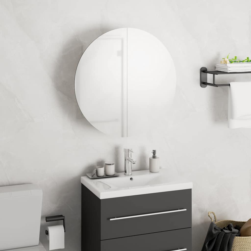 Levně vidaXL Koupelnová skříňka s kulatým zrcadlem a LED bílá 40x40x17,5 cm