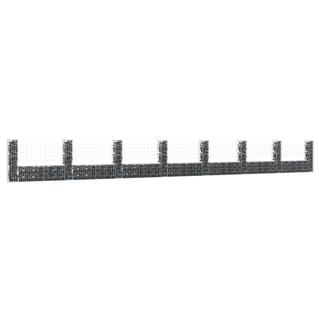 Levně vidaXL Gabionový koš ve tvaru U s 8 sloupky železo 860 x 20 x 100 cm