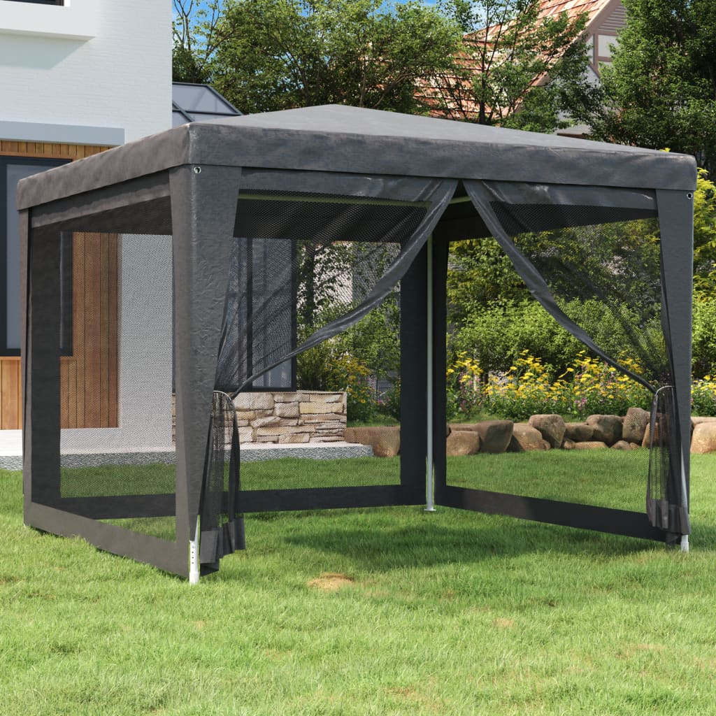 Levně vidaXL Party stan se 4 síťovanými bočnicemi antracitový 3 x 3 m HDPE