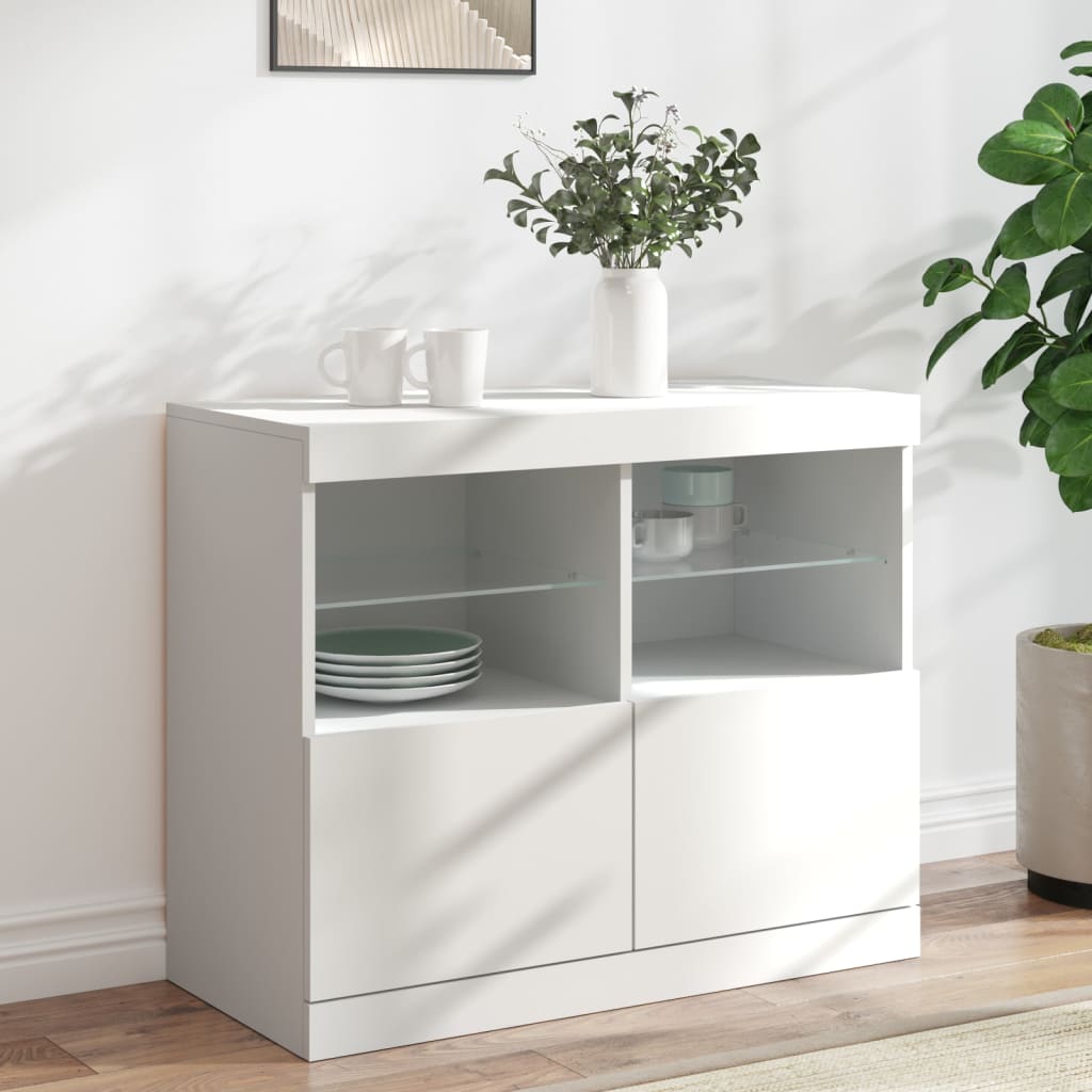 Levně vidaXL Příborník s LED osvětlením bílý 81 x 37 x 67 cm
