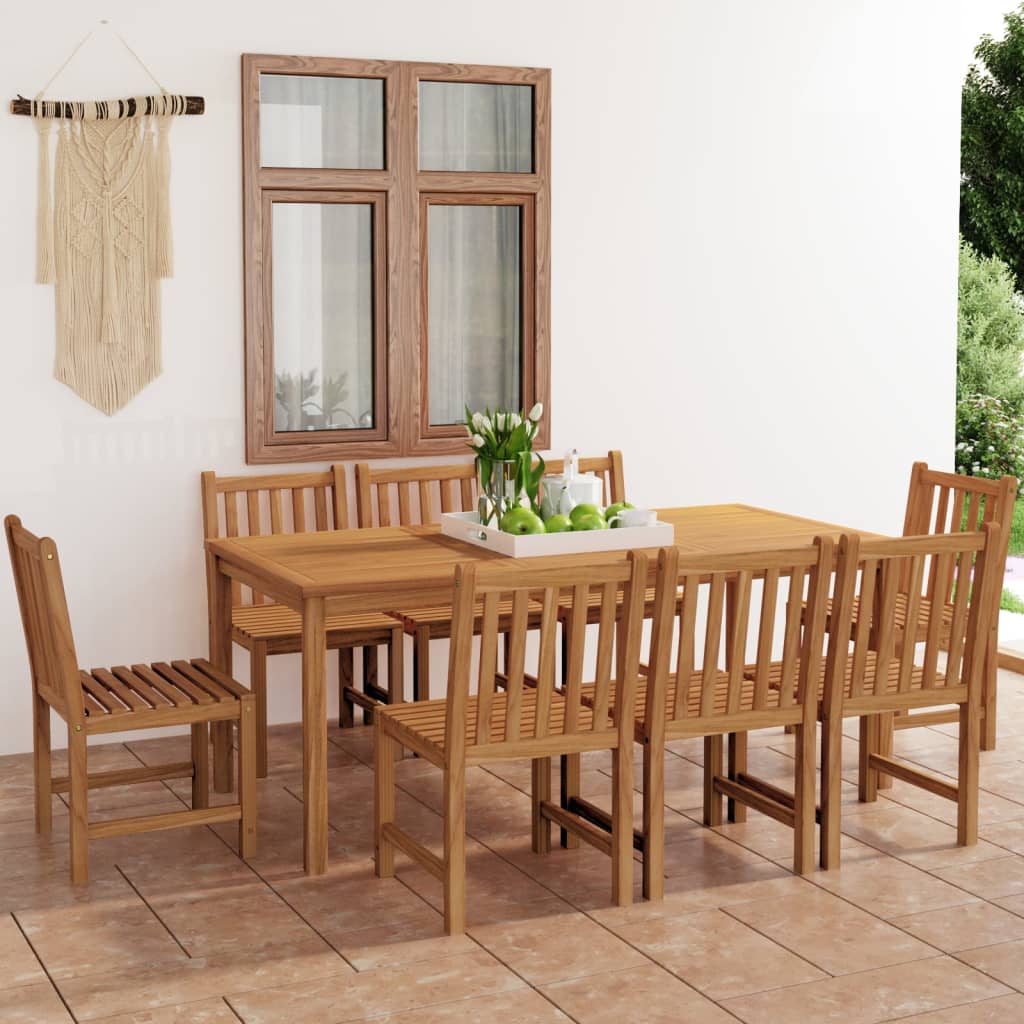Levně vidaXL 9dílná zahradní jídelní sada 180 x 90 cm masivní teakové dřevo