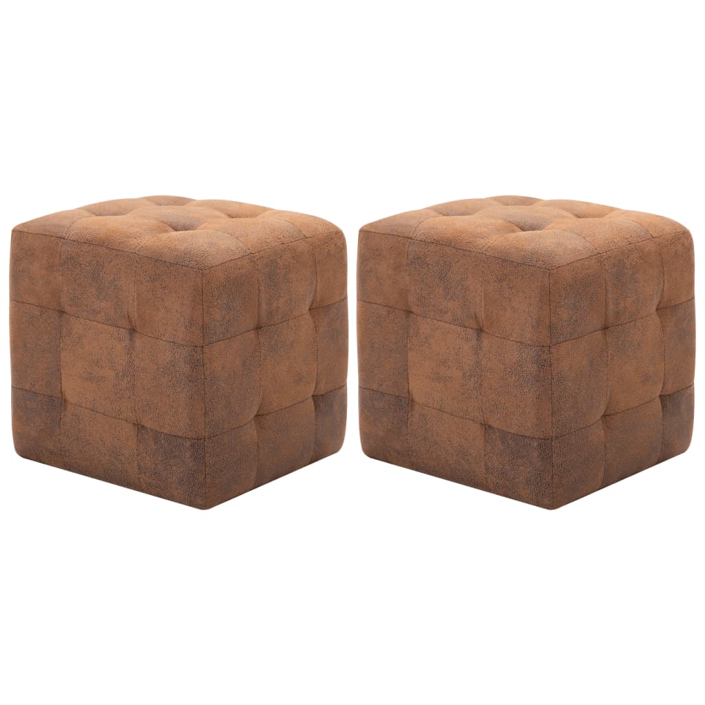 Levně vidaXL Taburety 2 ks hnědé 30 x 30 x 30 cm umělá broušená kůže
