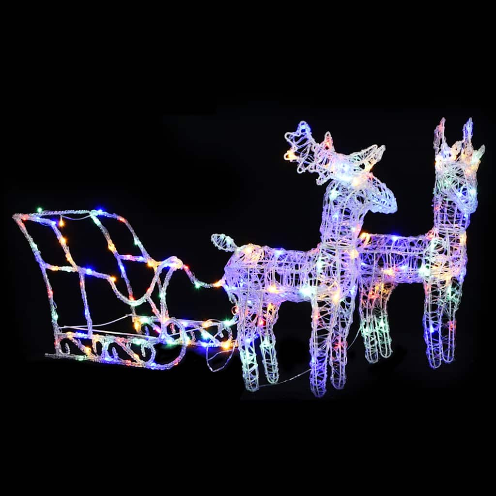 Levně vidaXL Vánoční sobi se sáněmi 160 LED diod 130 cm akryl