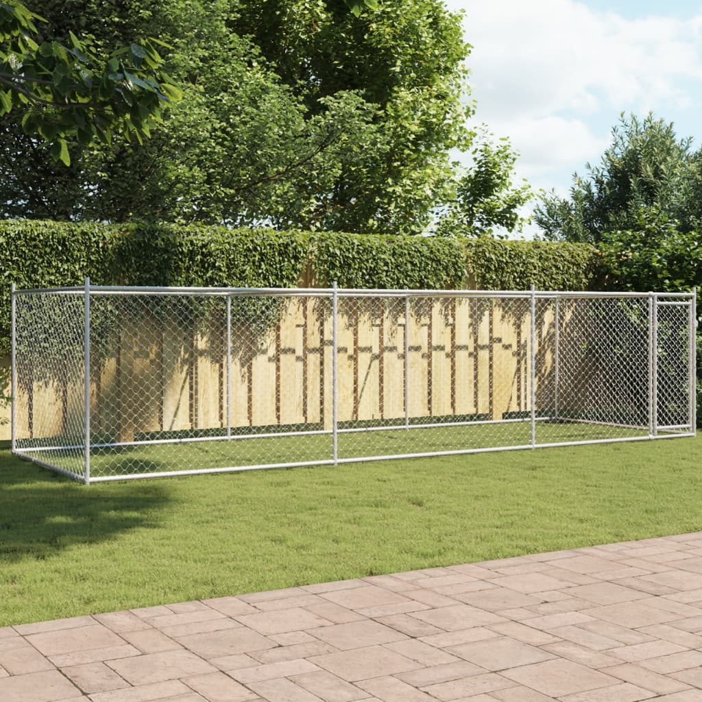 Levně vidaXL Klec pro psy s dvířky šedá 6 x 2 x 1,5 m pozinkovaná ocel