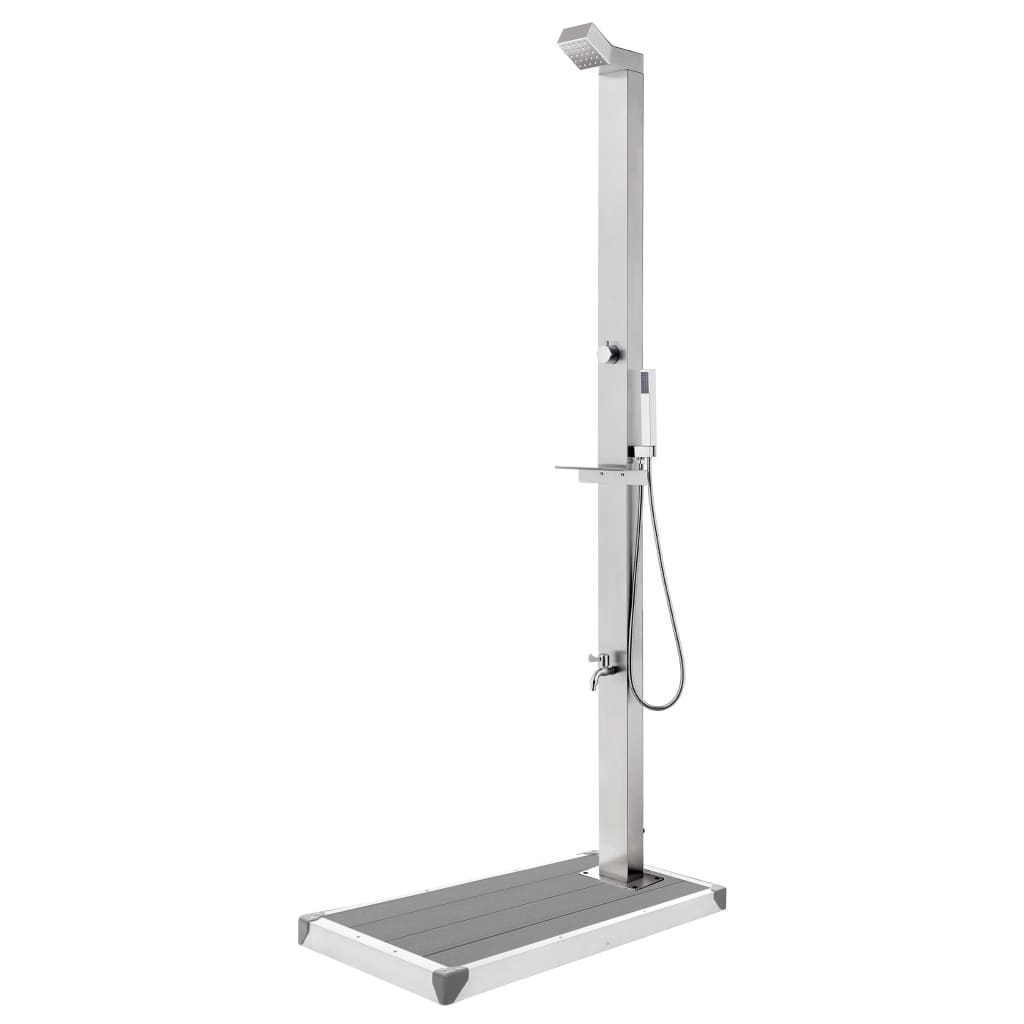 Levně vidaXL Zahradní sprcha s šedou základnou 225 cm nerezová ocel