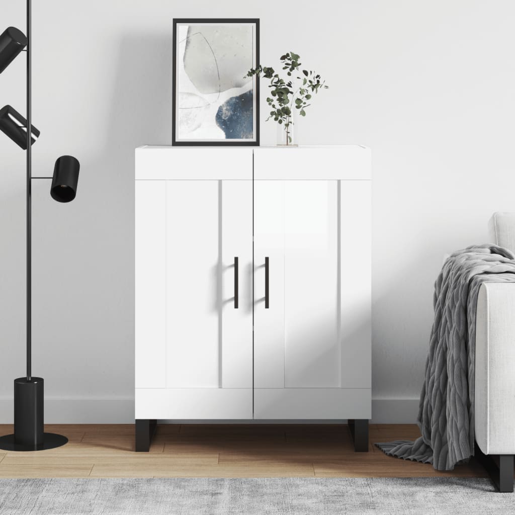 Levně vidaXL Příborník bílý s vysokým leskem 69,5x34x90 cm kompozitní dřevo