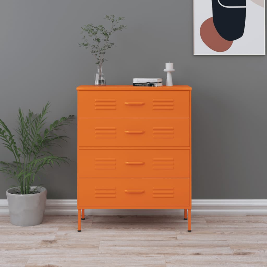 Levně vidaXL Komoda se zásuvkami oranžová 80 x 35 x 101,5 cm ocel