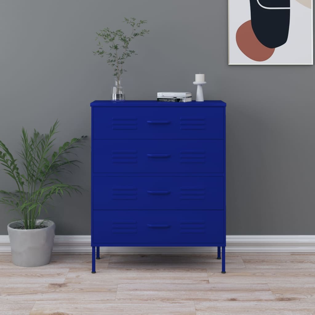Levně vidaXL Komoda se zásuvkami námořnicky modrá 80 x 35 x 101,5 cm ocel