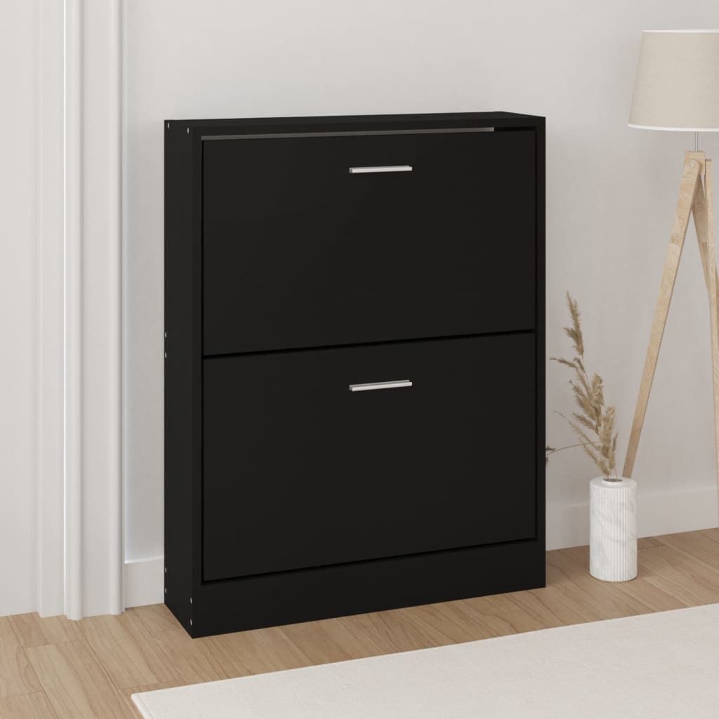 Levně vidaXL Botník černý 59x17x81 cm kompozitní dřevo