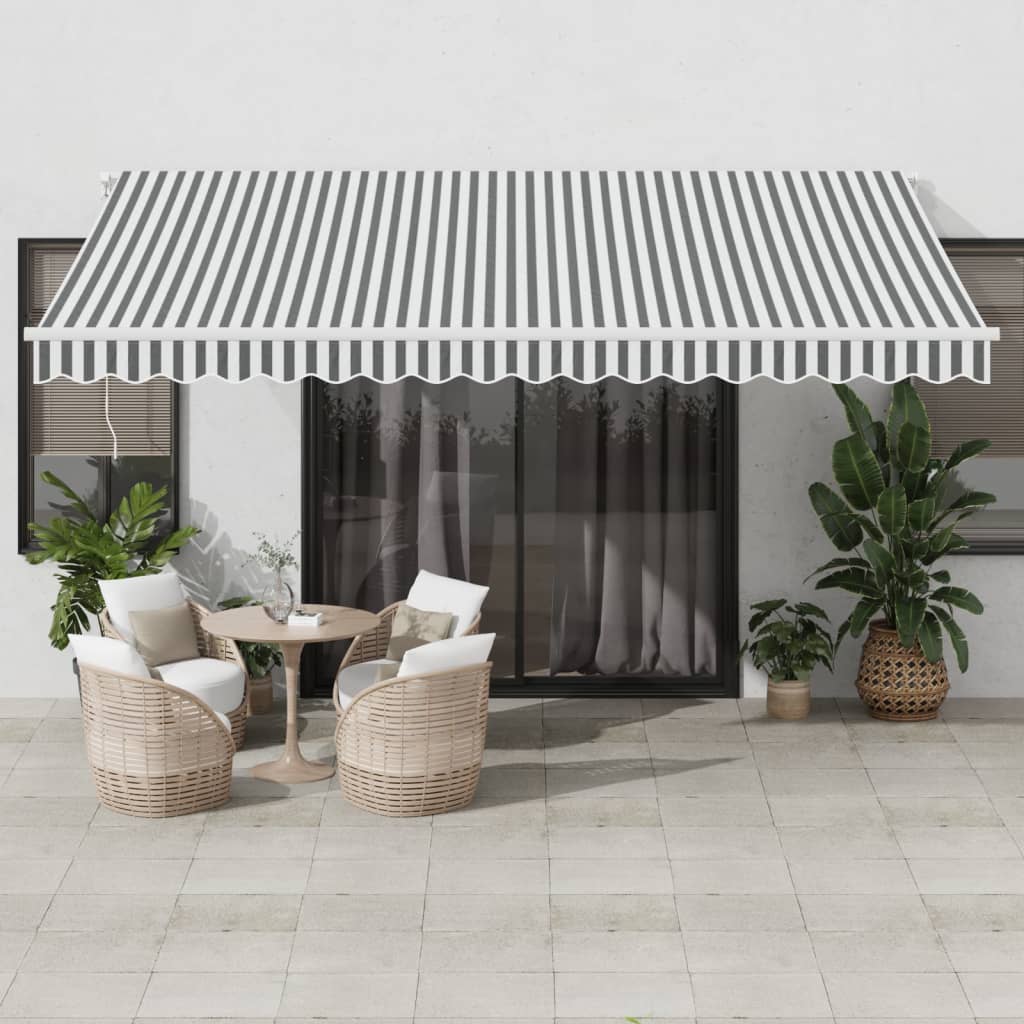 Levně vidaXL Ručně zatahovací markýza s LED antracitová a bílá 450 x 350 cm