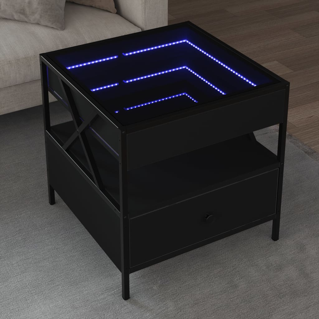 Levně vidaXL Konferenční stolek s Infinity LED černý 50 x 50 x 51 cm