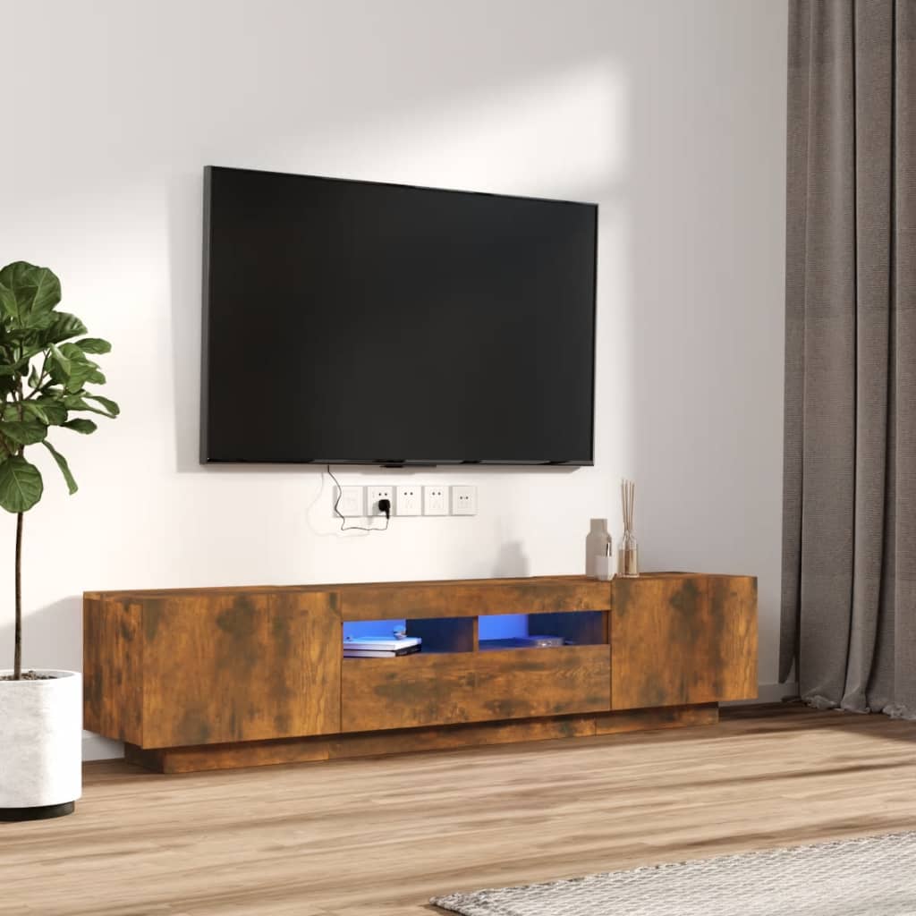 Levně vidaXL 2dílný set TV skříněk s LED světly kouřový dub kompozitní dřevo