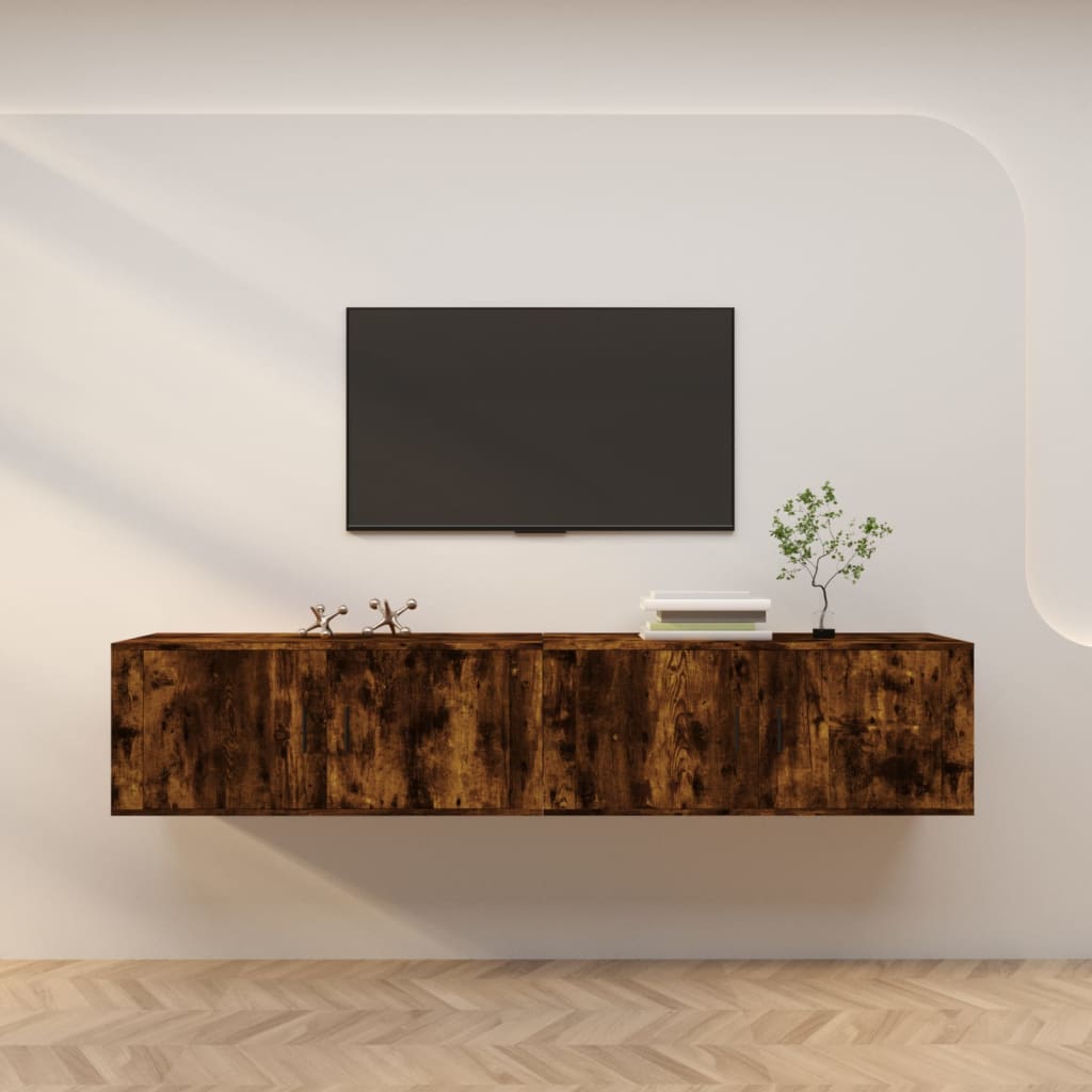 Levně vidaXL Nástěnné TV skříňky 2 ks kouřový dub 100 x 34,5 x 40 cm