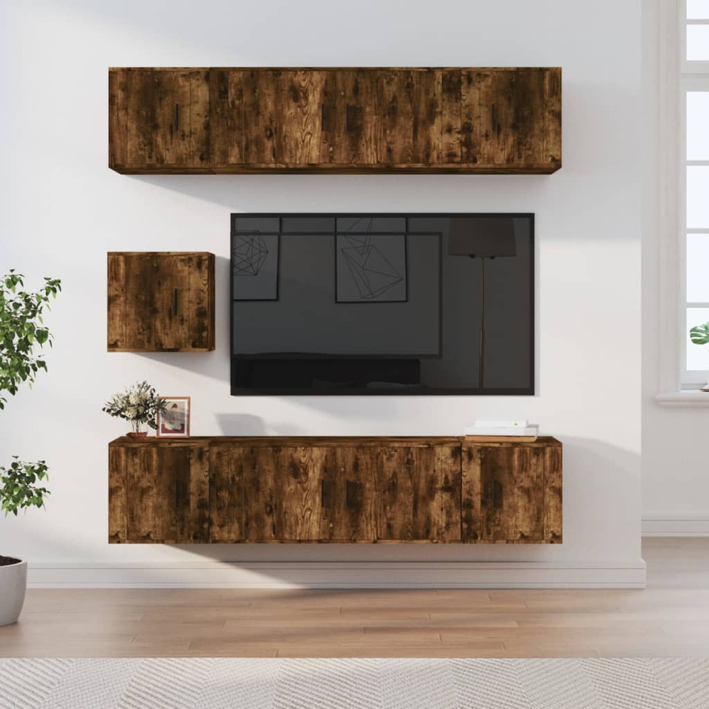Levně vidaXL 7dílný set TV skříněk kouřový dub kompozitní dřevo
