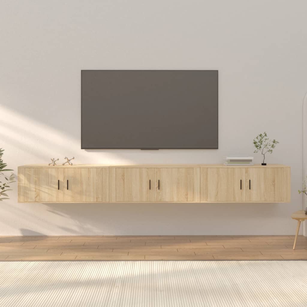 Levně vidaXL Nástěnné TV skříňky 3 ks dub sonoma 100 x 34,5 x 40 cm