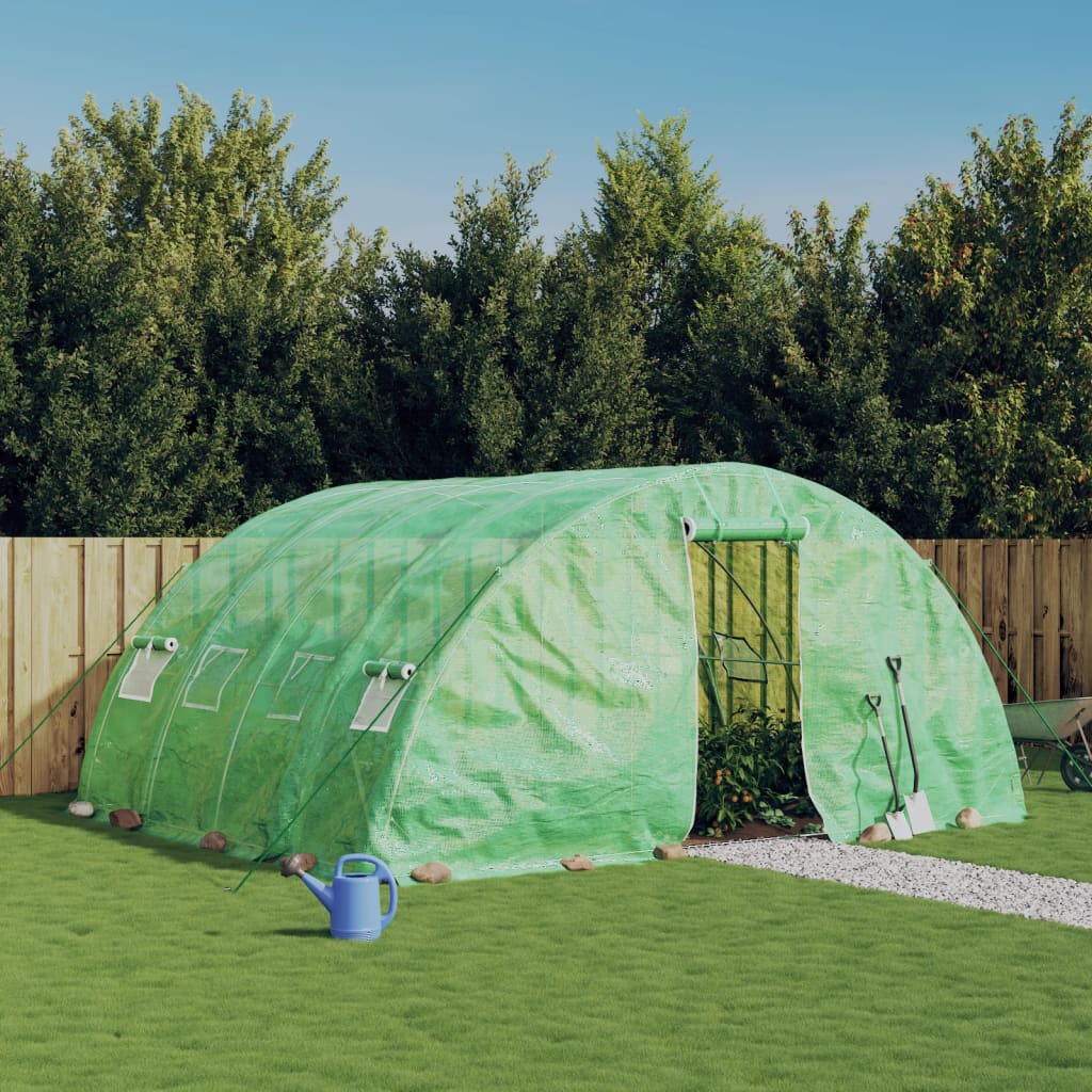 Levně vidaXL Skleník s ocelovým rámem zelený 20 m² 5 x 4 x 2,3 m