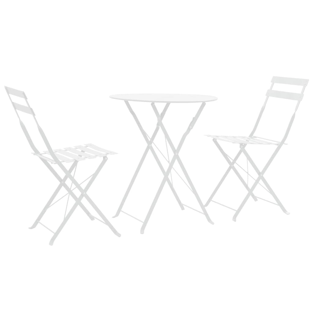 Levně vidaXL 3dílný bistro set ocelový bílý