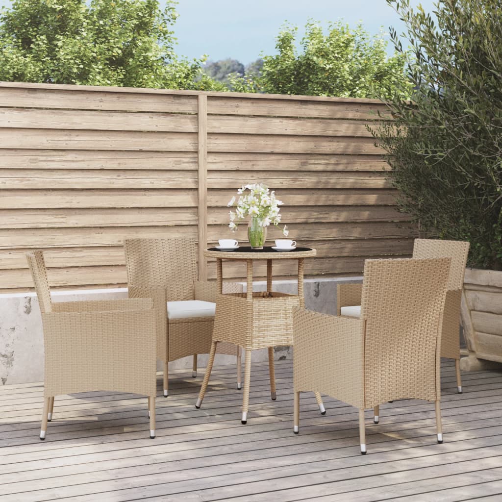 Levně vidaXL 5dílný zahradní bistro set s poduškami béžový polyratan