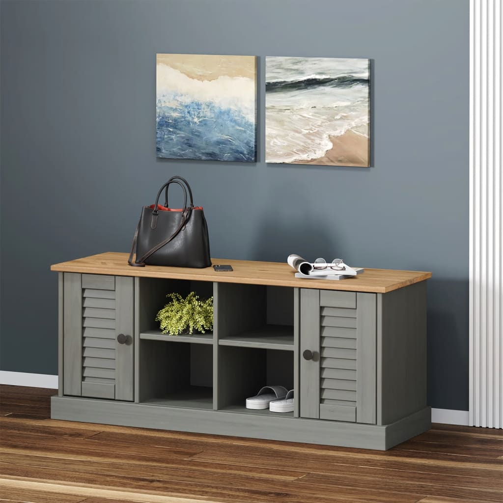Levně vidaXL Lavice s botníkem VIGO šedá 106x35x45 cm masivní borové dřevo