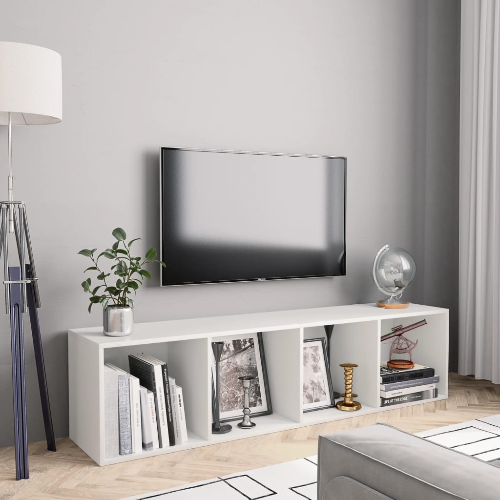 Levně vidaXL Knihovna / TV skříňka bílá 143 x 30 x 36 cm