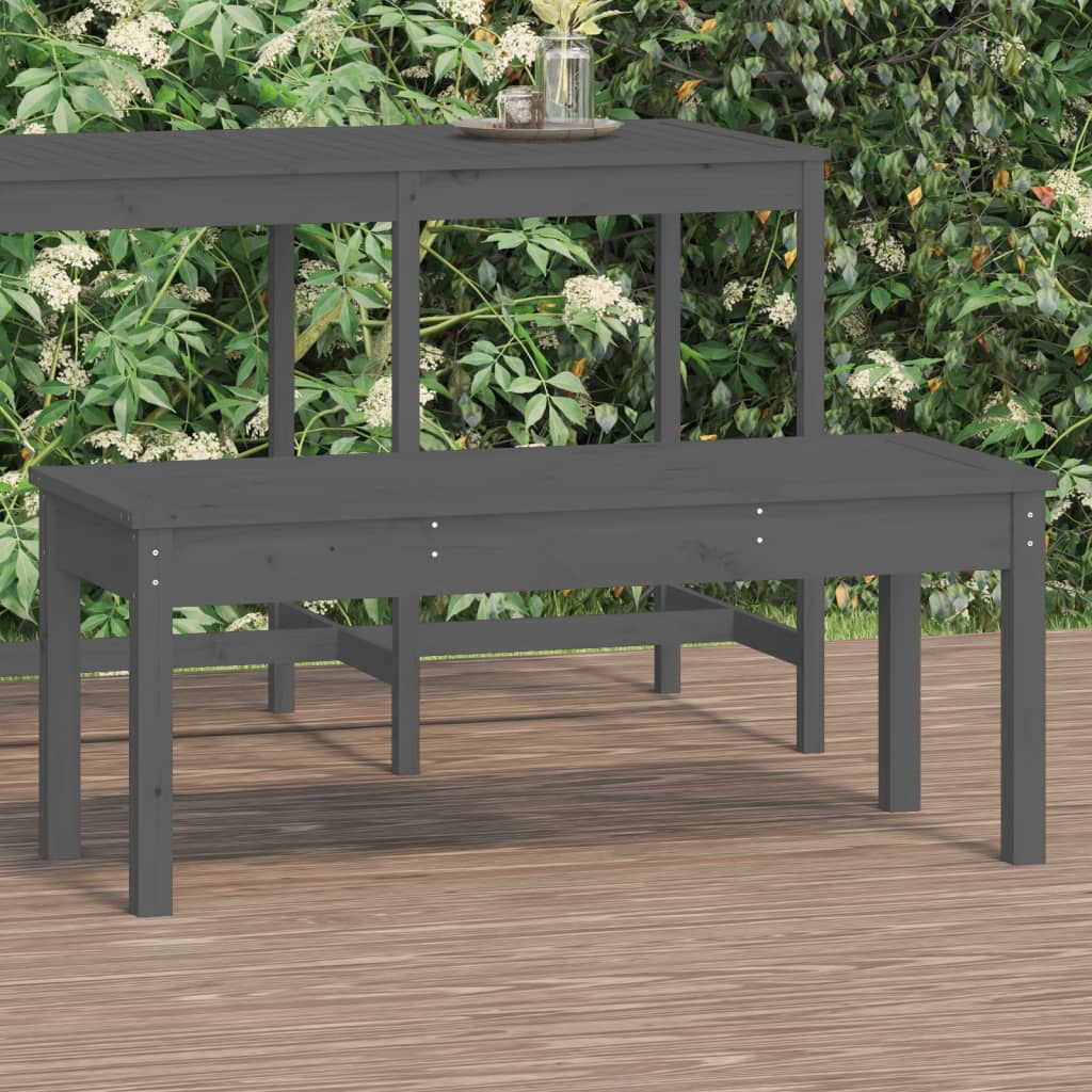 Levně vidaXL Zahradní lavice šedá 109 x 44 x 45 cm masivní borové dřevo
