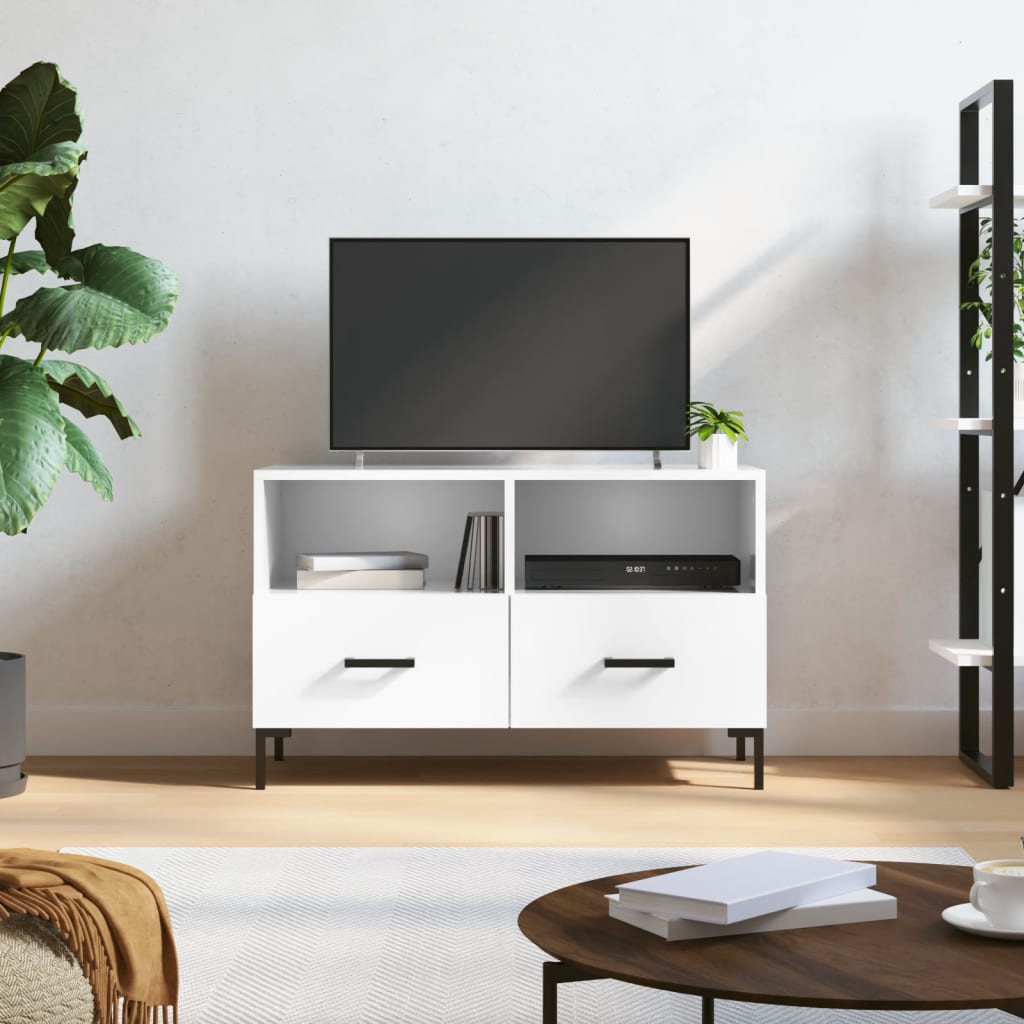 Levně vidaXL TV skříňka bílá s vysokým leskem 80x36x50 cm kompozitní dřevo