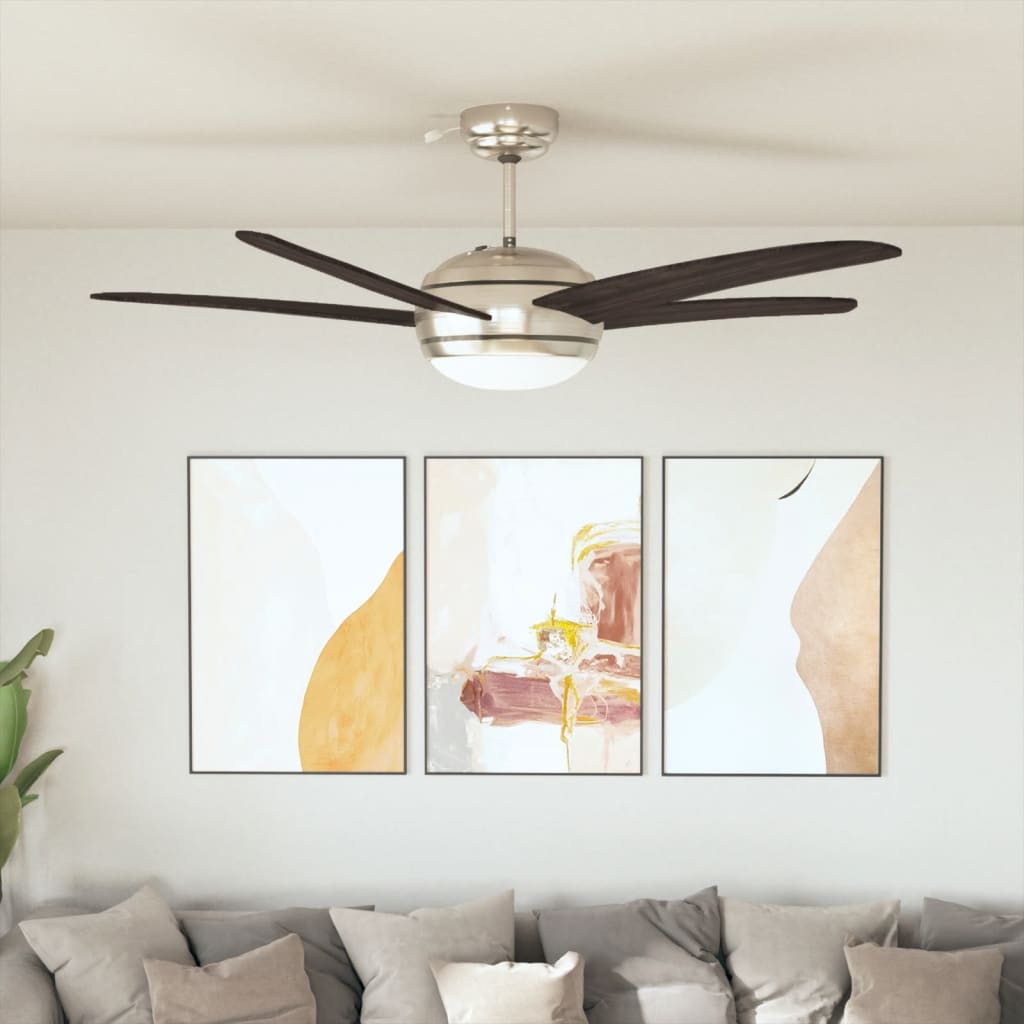 Levně vidaXL Ozdobný stropní ventilátor se světlem 128 cm hnědý