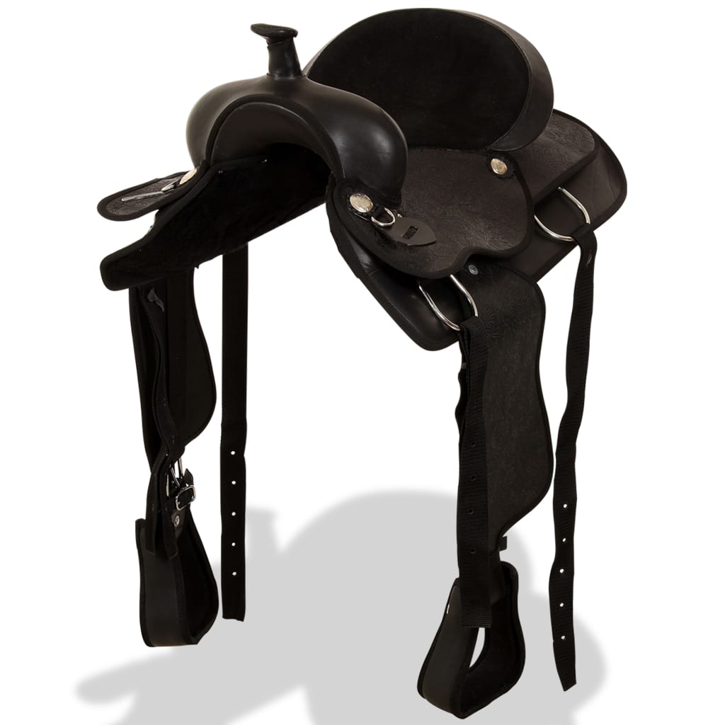 Levně vidaXL Westernové sedlo pro koně, set, pravá kůže 15" černé