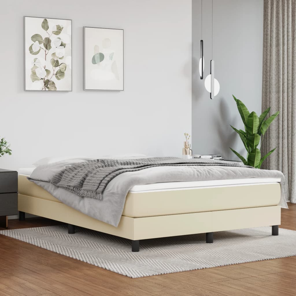 Levně vidaXL Taštičková matrace střední tvrdost krémová 140 x 190 x 20 cm umělá kůže