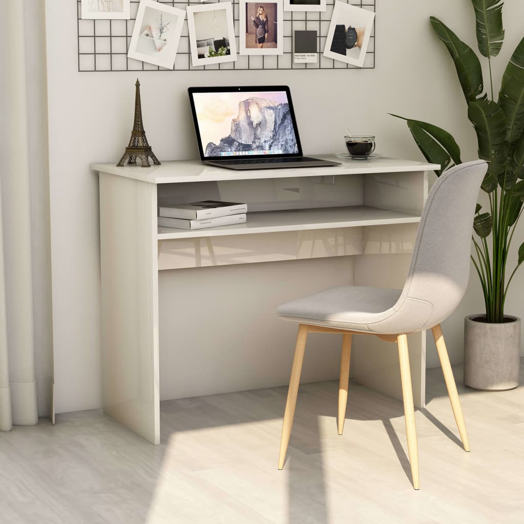 Levně vidaXL Psací stůl bílý s vysokým leskem 90x50x74 cm kompozitní dřevo