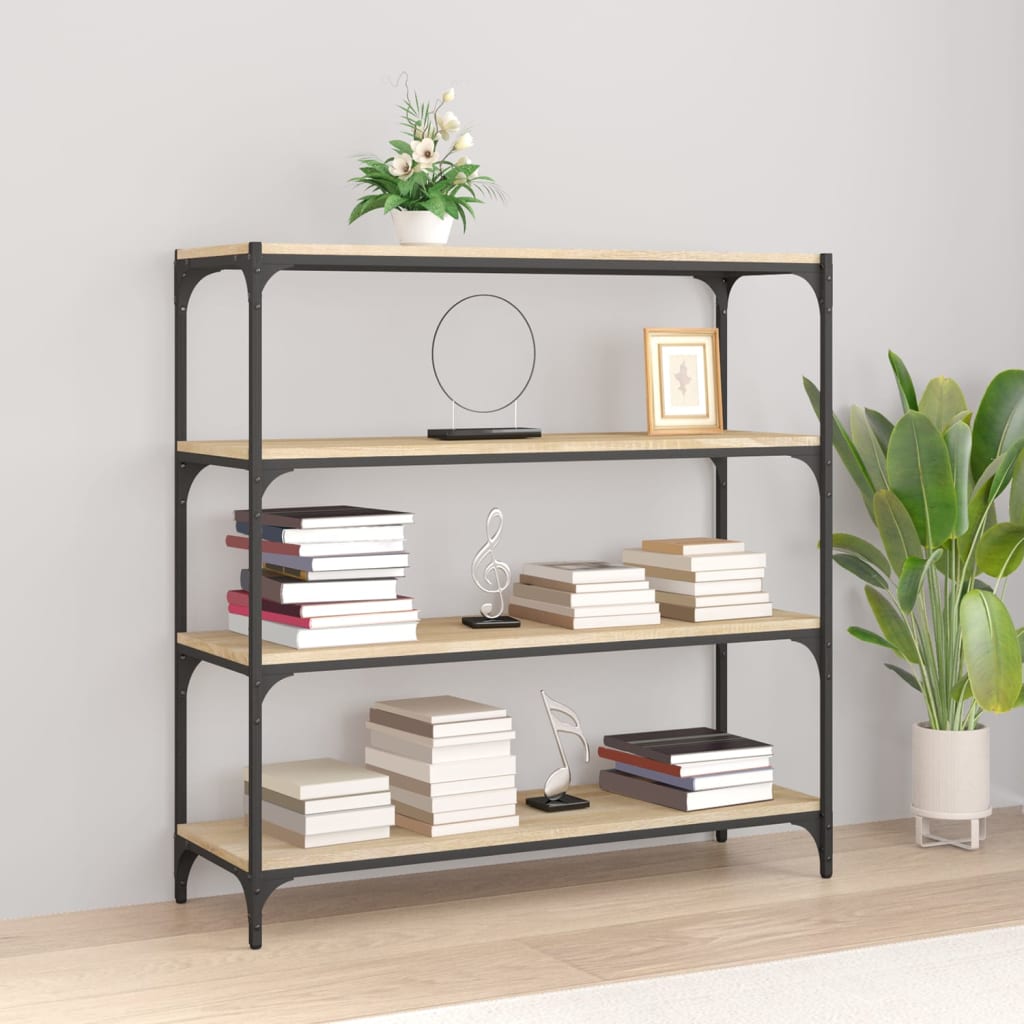 Levně vidaXL Knihovna dub sonoma 100x33x100 cm kompozitní dřevo a ocel