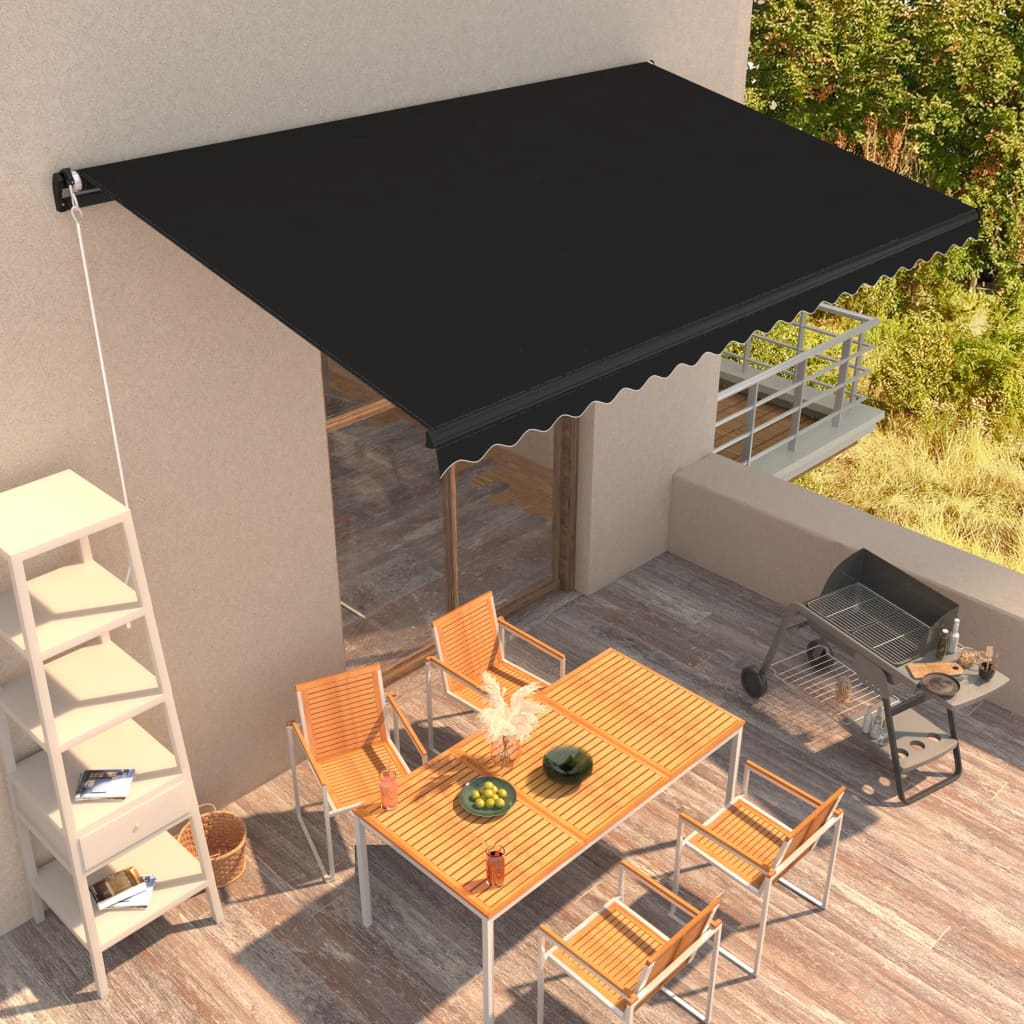 Levně vidaXL Ručně zatahovací markýza 450 x 300 cm antracitová