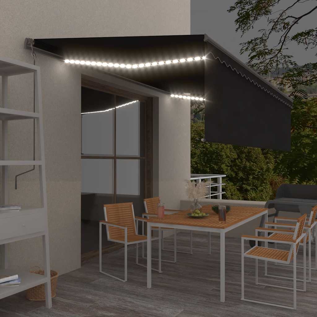 Levně vidaXL Automatická markýza roleta LED a senzor větru 5x3 m antracitová