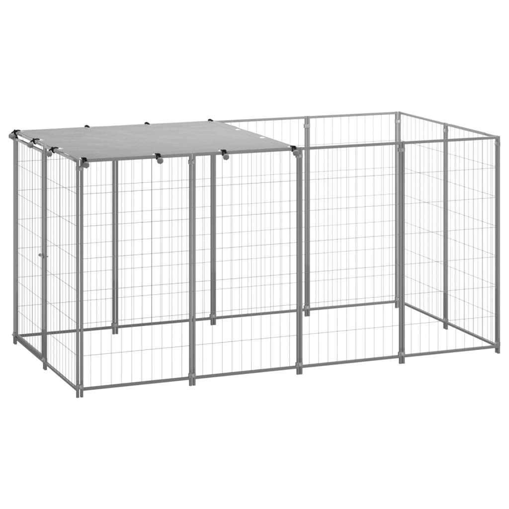 Levně vidaXL Psí kotec stříbrný 2,42 m² ocel