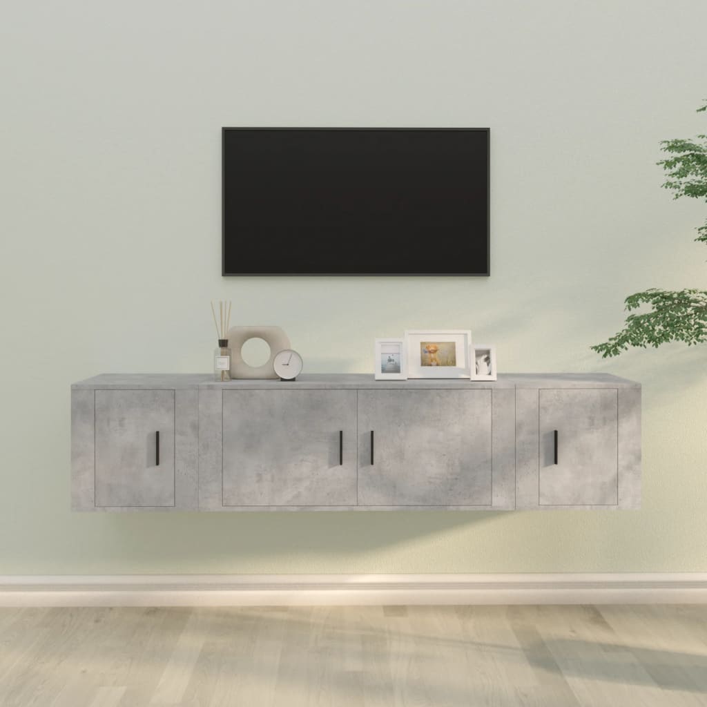 Levně vidaXL 3dílný set TV skříněk betonově šedý kompozitní dřevo