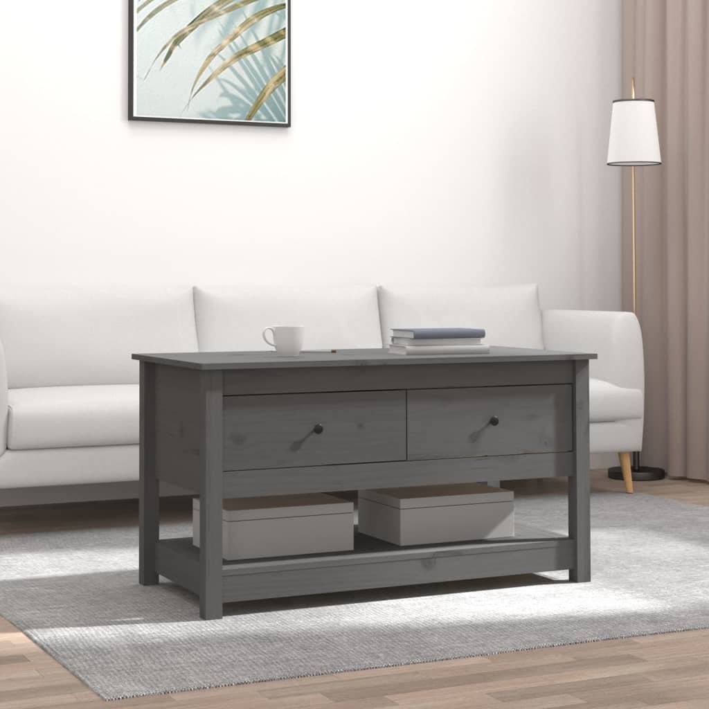 Levně vidaXL Konferenční stolek šedý 102 x 49 x 55 cm masivní borové dřevo