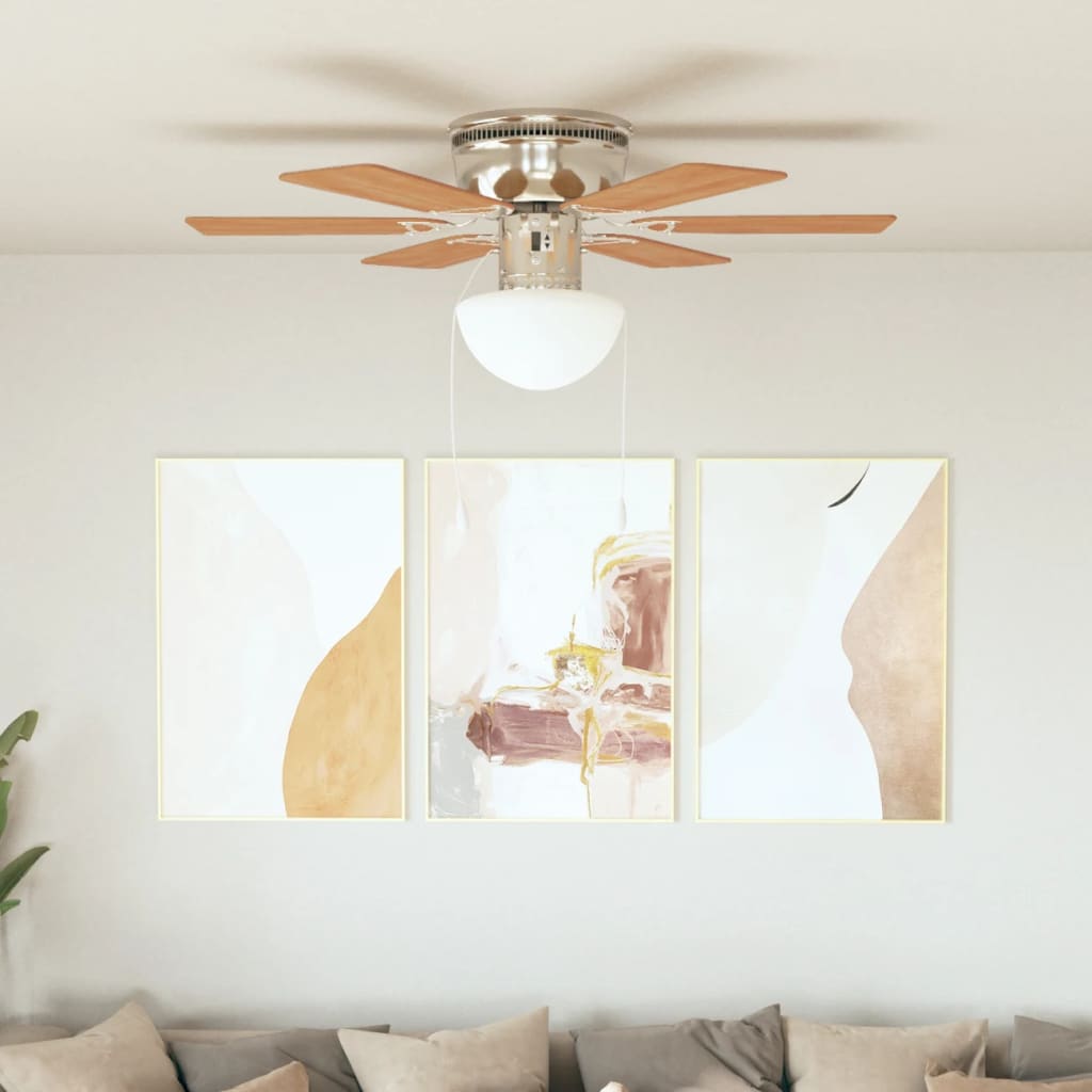 Levně vidaXL Ozdobný stropní ventilátor se světlem 82 cm světle hnědý
