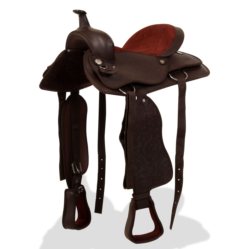 Levně vidaXL Westernové sedlo pro koně, set, pravá kůže 17" hnědé