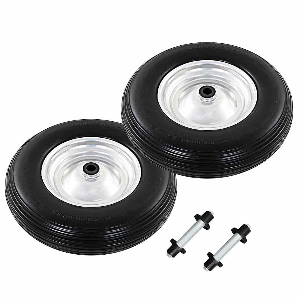 Levně vidaXL Kola ke kolečku s nápravami 2 ks masivní PU 4,00–8 390 mm