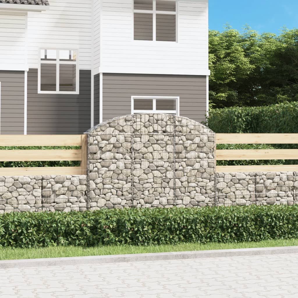 Levně vidaXL Klenutý gabionový koš 150 x 30 x 120/140 cm pozinkované železo