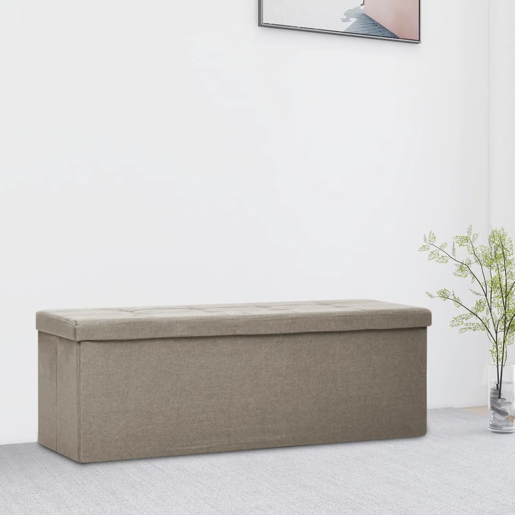Levně vidaXL Skládací úložná lavice taupe umělý len
