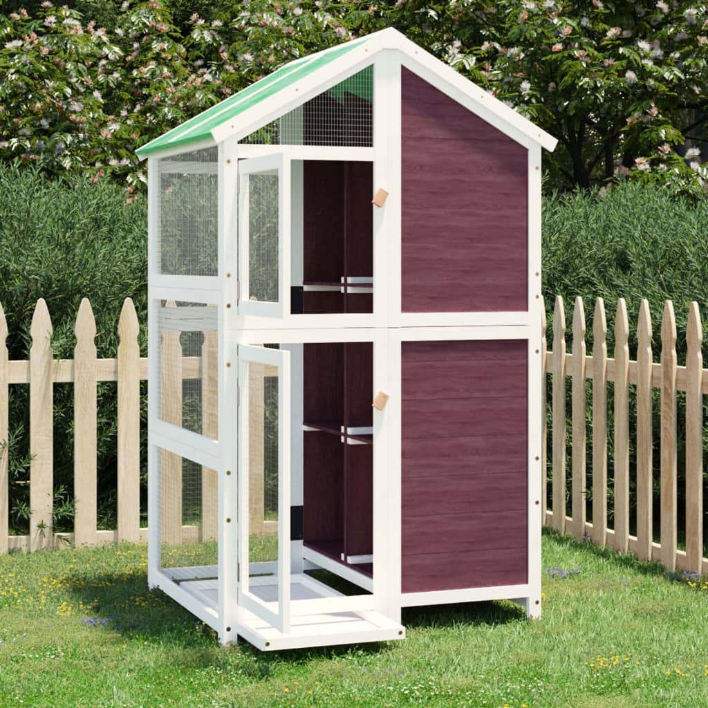 Levně vidaXL Ptačí voliéra moka 97 x 81 x 152 cm masivní borové dřevo