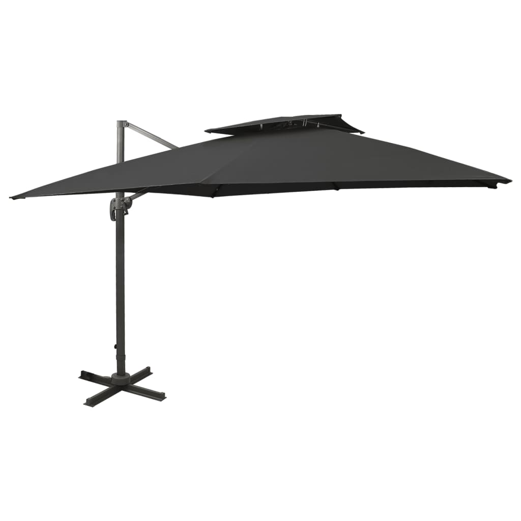 Levně vidaXL Boční zahradní slunečník s dvojitou stříškou 300 x 300 cm černý