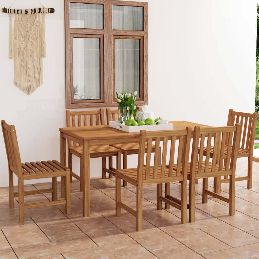 Levně vidaXL 7dílná zahradní jídelní sada 160 x 80 cm masivní teakové dřevo