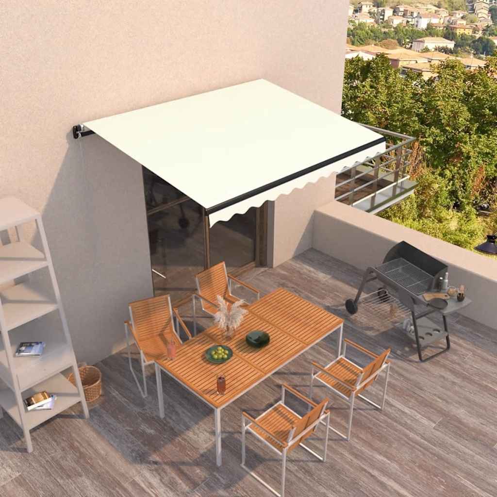 Levně vidaXL Ručně zatahovací markýza 350 x 250 cm krémová